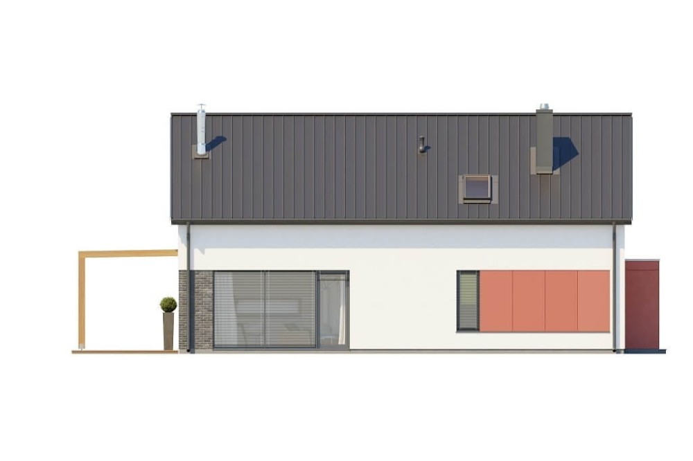 Projekt domu Ośnieża 2 L-6649, parterowy, z antresolą, bez garażu, bez podpiwniczenia - elewacja boczna