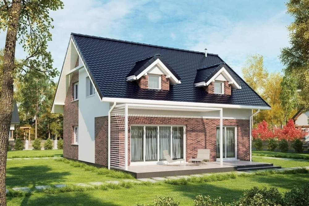 Projekt domu Stewarcja 2 L-6642, parterowy z poddaszem użytkowym, jednorodzinny - kolorystyka wersja 4