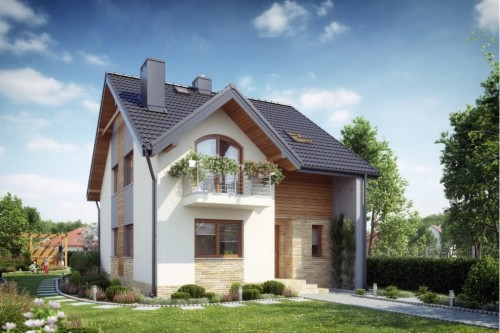 Projekt domu Ognikowo 2 L-6605, parterowy z poddaszem użytkowym i podpiwniczeniem, jednorodzinny, tradycyjny, bez garażu-kolorystyka wersja 1