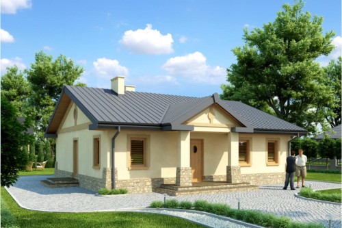 Projekt domu Rakoszyn L-6300, parterowy, bez podpiwniczenia - kolorystyka wersja 1