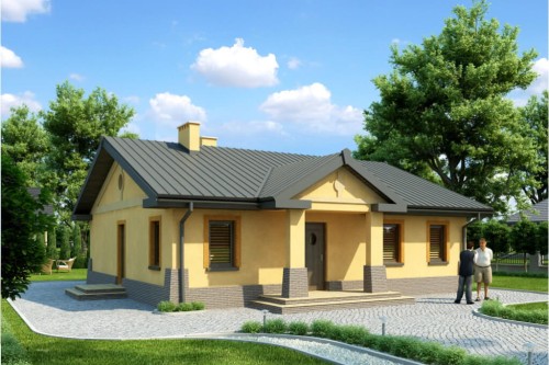 Projekt domu Rakoszyn L-6300, parterowy, bez podpiwniczenia - kolorystyka wersja 2