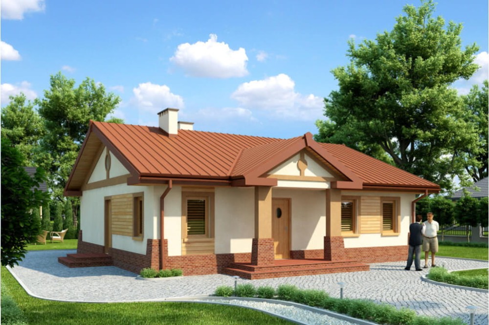 Projekt domu Rakoszyn L-6300, parterowy, bez podpiwniczenia - kolorystyka wersja 3