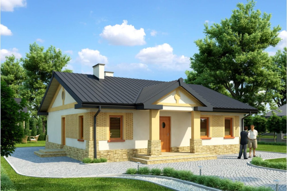 Projekt domu Rakoszyn L-6300, parterowy, bez podpiwniczenia - kolorystyka wersja 4