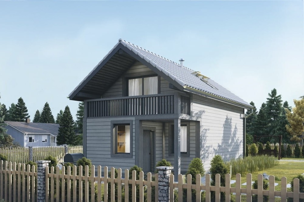 Projekt domu Gerasa 2 L-6736, parterowy z poddaszem użytkowym, podhalański, bez garażu, bez podpiwniczenia - wizualizacja elewacji