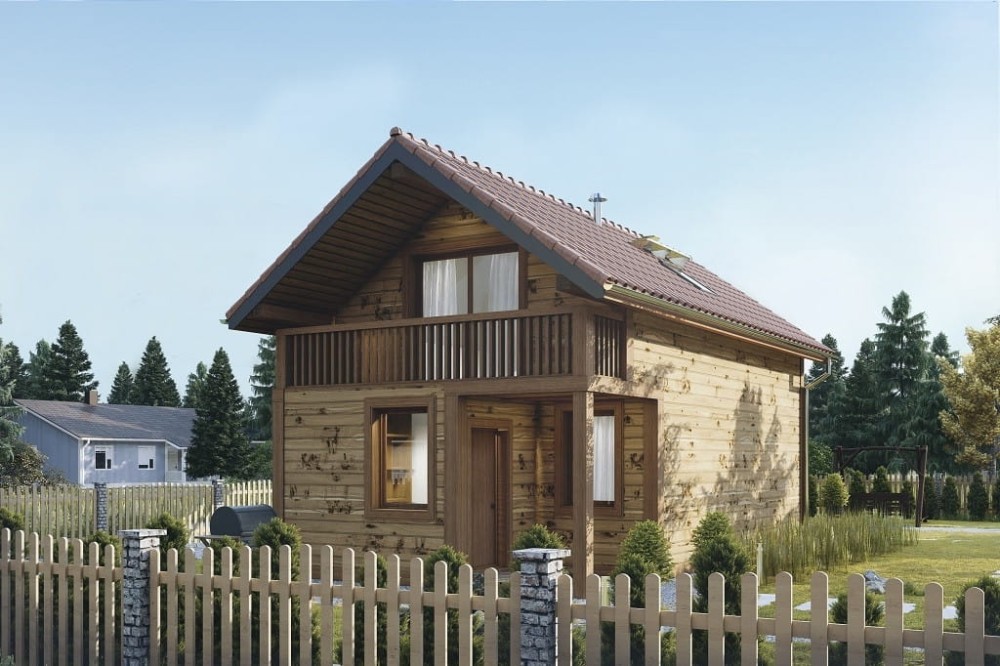 Projekt domu Gerasa 2 L-6736, parterowy z poddaszem użytkowym, podhalański, bez garażu, bez podpiwniczenia - wizualizacja elewacji