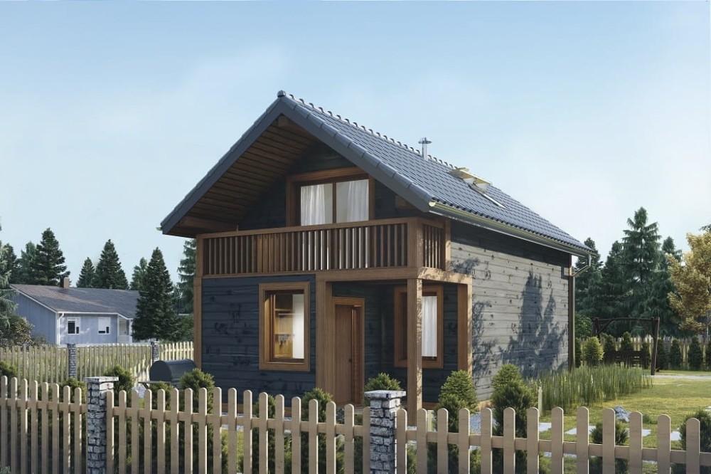 Projekt domu Gerasa 2 L-6736, parterowy z poddaszem użytkowym, podhalański, bez garażu, bez podpiwniczenia - wizualizacja elewacji