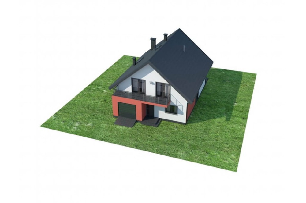 Projekt domu Kufea 2 L-6623, parterowy z poddaszem użytkowym, jednorodzinny, tradycyjny, z garażem, bez podpiwniczenia - model