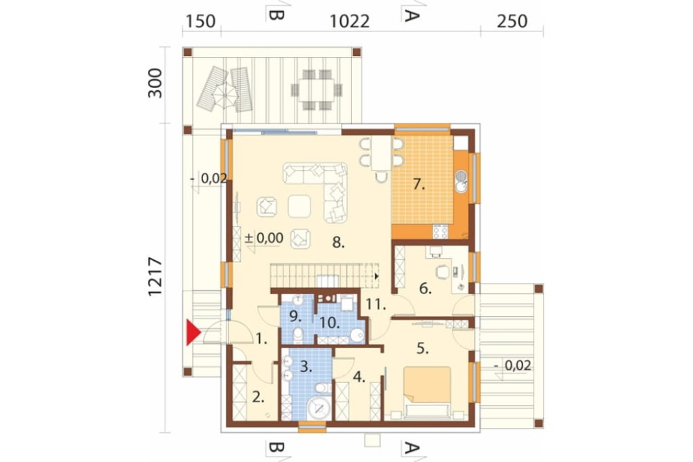 Projekt domu Atra 2 L-6875, parterowy, bez podpiwniczenia – rzut parteru