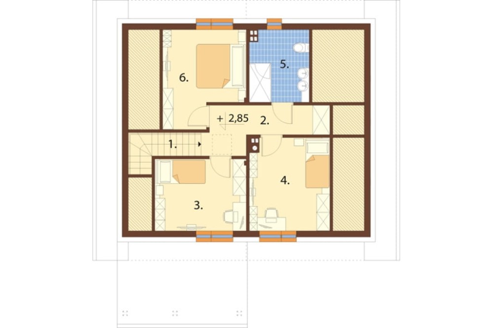 Projekt domu Ergona 2 L-6860, parterowy z poddaszem użytkowym, z garażem, bez podpiwniczenia - rzut poddasza