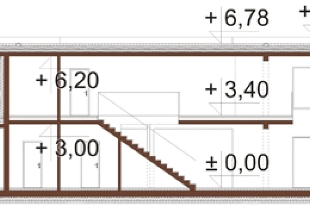 Projekt domu Celsa 2 L-6857, piętrowy, niepodpiwniczony, z 2 garażami – przekrój A-A