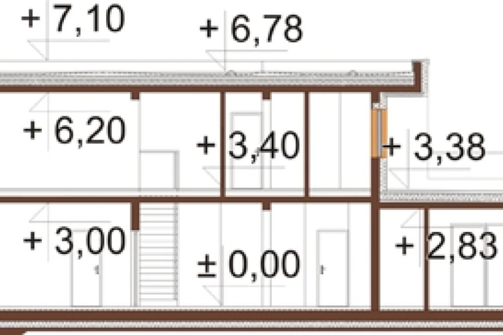 Projekt domu Celsa 2 L-6857, piętrowy, niepodpiwniczony, z 2 garażami – przekrój B-B