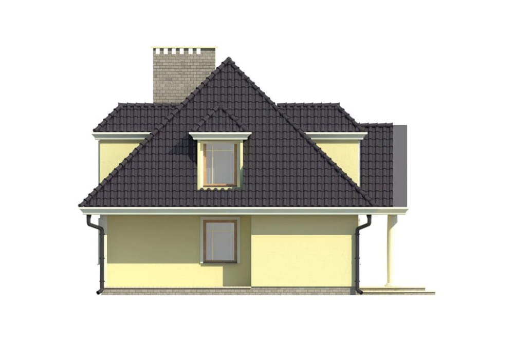 Projekt domu Lipnica DM-5502, parterowy z poddaszem mieszkalnym, bez podpiwniczenia  - elewacja prawa