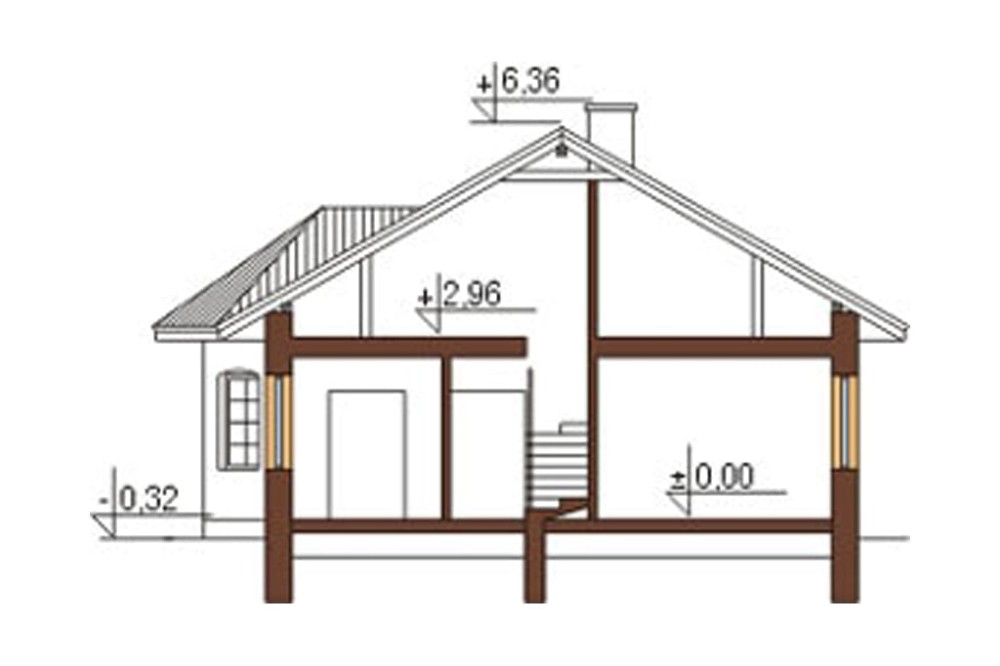 Projekt domu Bogaczewo L-5508, parterowy z poddaszem mieszkalnym, bez podpiwniczenia  - przekrój A-A