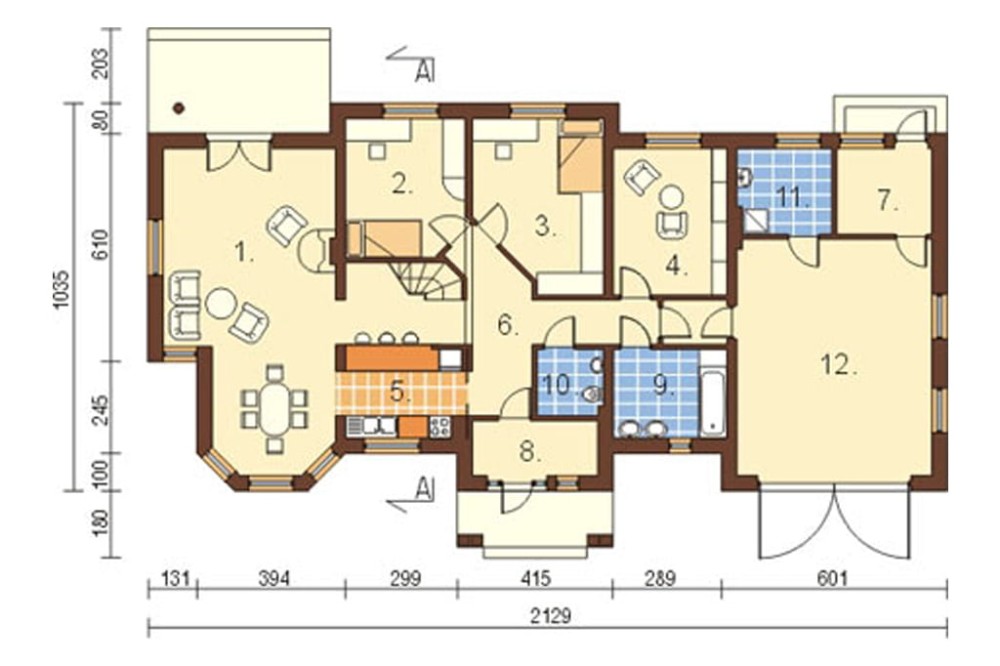 Projekt domu Bogaczewo L-5508, parterowy z poddaszem mieszkalnym, bez podpiwniczenia  - rzut parteru