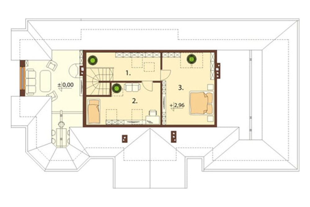 Projekt domu Bogaczewo N L-5508 N, parterowy z poddaszem mieszkalnym, bez podpiwniczenia  - rzut poddasza
