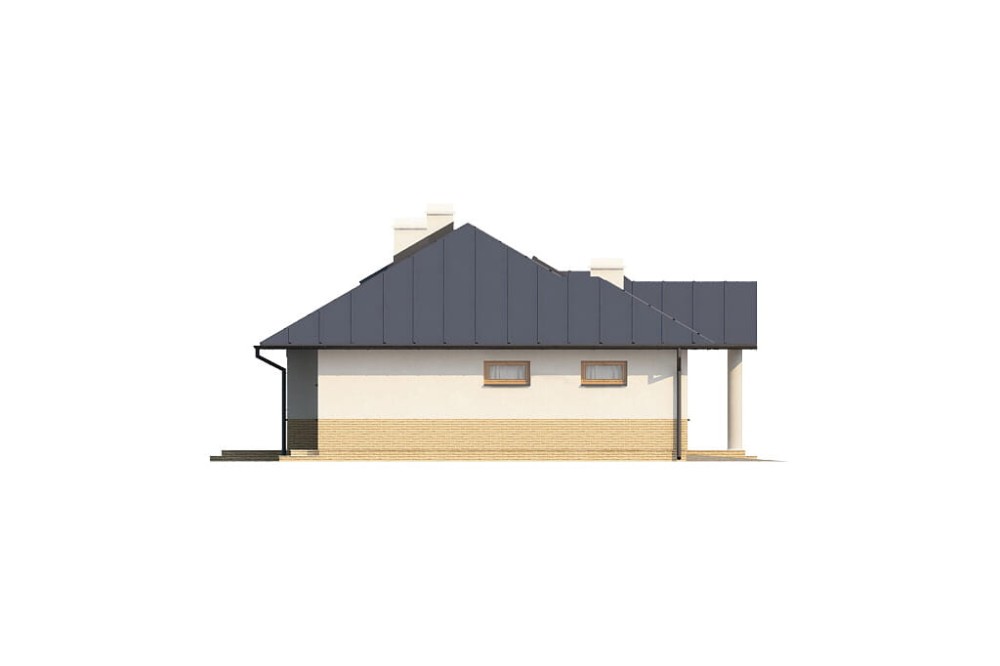 Projekt domu Bilcza N DM-5508 N, parterowy z poddaszem mieszkalnym, bez podpiwniczenia  - elewacja prawa