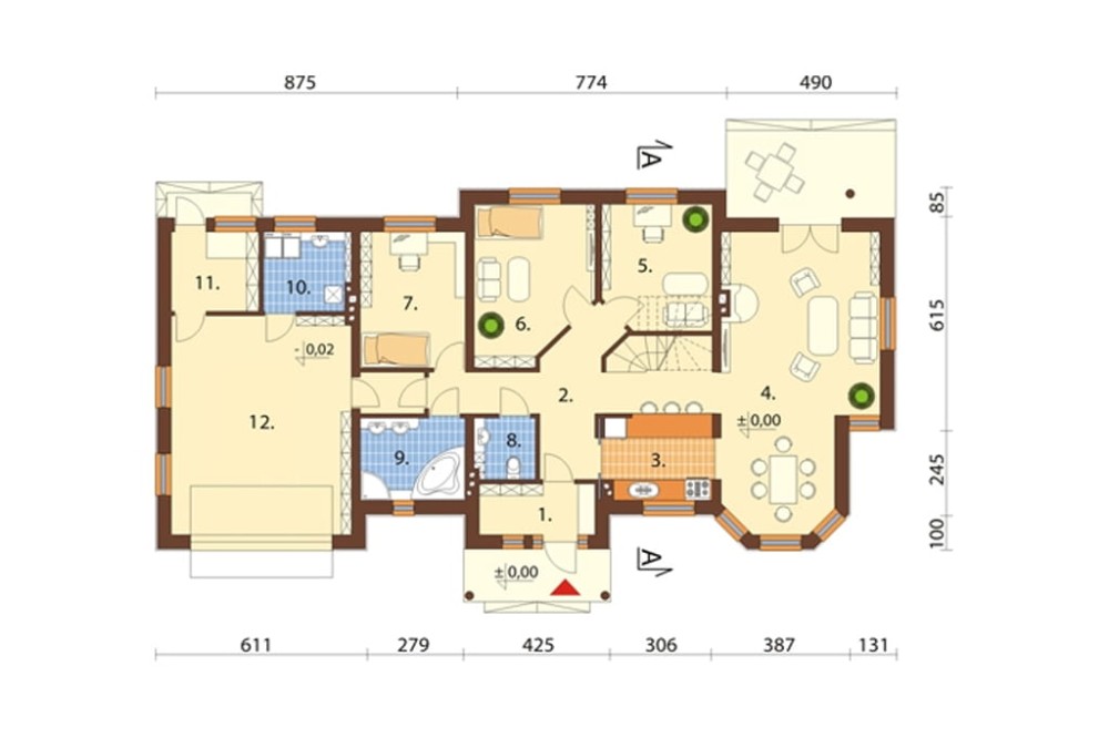 Projekt domu Bilcza N DM-5508 N, parterowy z poddaszem mieszkalnym, bez podpiwniczenia  - rzut parteru