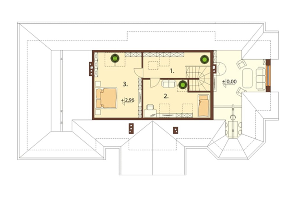 Projekt domu Bilcza N DM-5508 N, parterowy z poddaszem mieszkalnym, bez podpiwniczenia  - rzut poddasza
