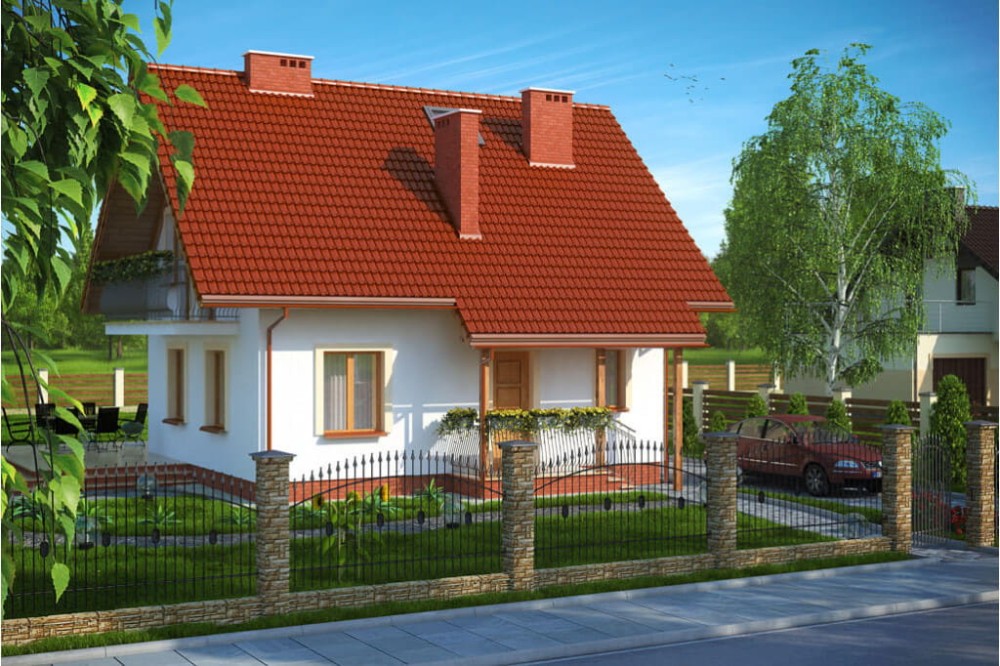 Projekt domu Turowice D tech. DM-6190 D tech., parterowy, z poddaszem użytkowym, jednorodzinny, tradycyjny, bez garażu-kolorystyka wersja 2