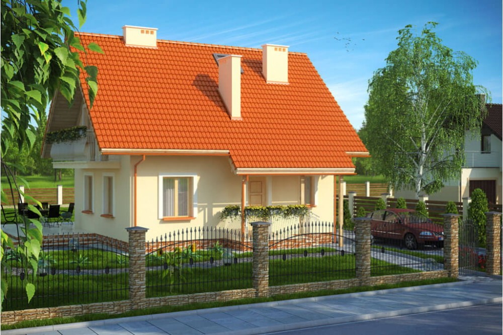 Projekt domu Turowice D tech. DM-6190 D tech., parterowy, z poddaszem użytkowym, jednorodzinny, tradycyjny, bez garażu-kolorystyka wersja 3