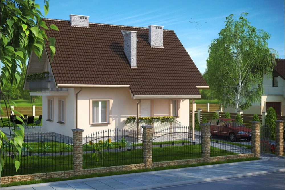 Projekt domu Turowice D tech. DM-6190 D tech., parterowy, z poddaszem użytkowym, jednorodzinny, tradycyjny, bez garażu-kolorystyka wersja 4