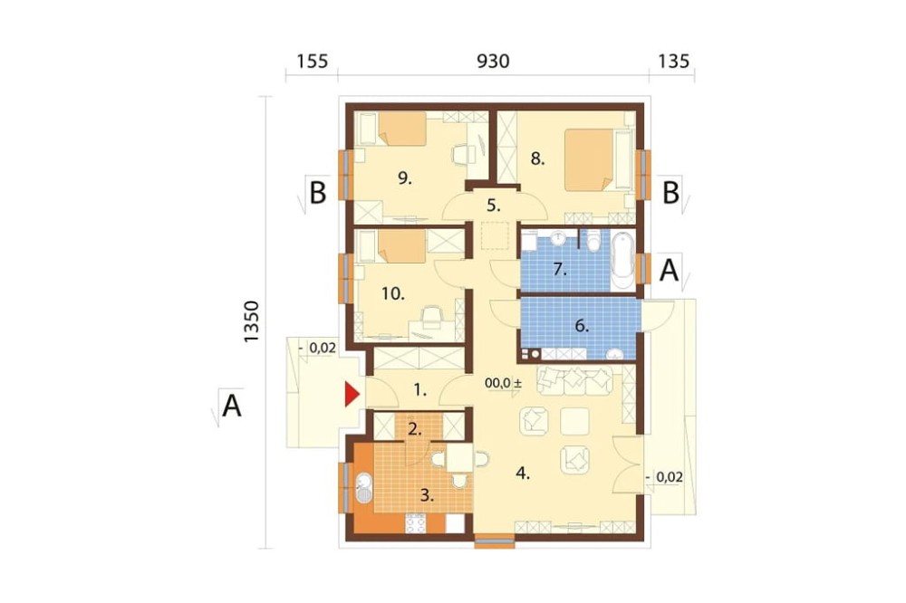 Projekt domu Celozja D2 L-6616 D2, parterowy, niepodpiwniczony, bez garażu -rzut parteru