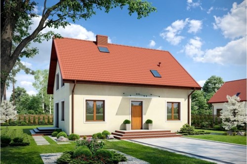 Projekt domu Werbenik tech. DM-6653 tech.,parterowy z poddaszem użytkowym, jednorodzinny, tradycyjny, bez garażu-kolorystyka wersja 2