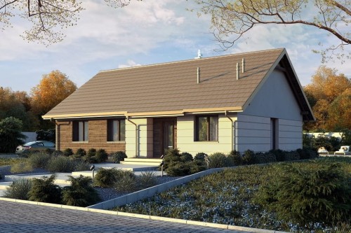 Projekt domu Celozja E2 L-6616 E, parterowy, niepodpiwniczony, bez garażu - wizualizacja elewacji