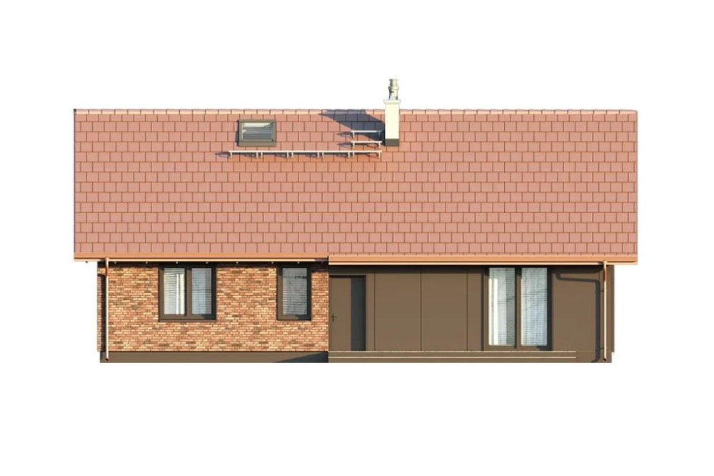 Projekt domu Celozja F DM-6616 F , parterowy, niepodpiwniczony, bez garażu -elewacja ogrodowa