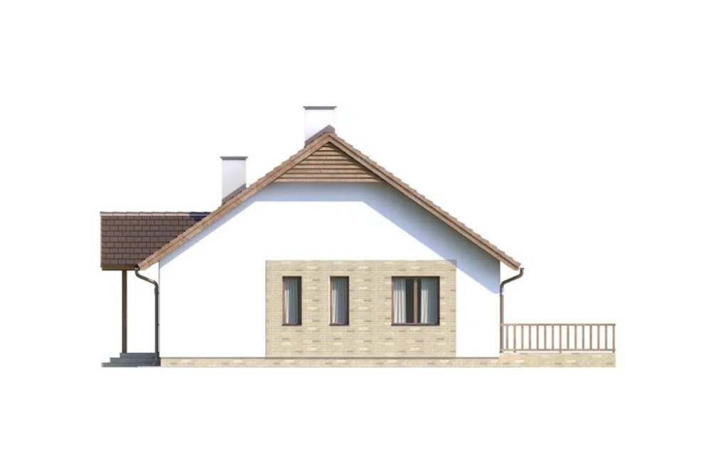 Projekt domu Groszków DM-6560, parterowy, bez podpiwniczenia i bez garażu -elewacja prawa