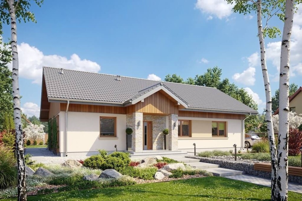 Projekt domu Rogatek 2 tech. L-6657 tech.,parterowy, jednorodzinny, tradycyjny, bez garażu-kolorystyka wersja 3
