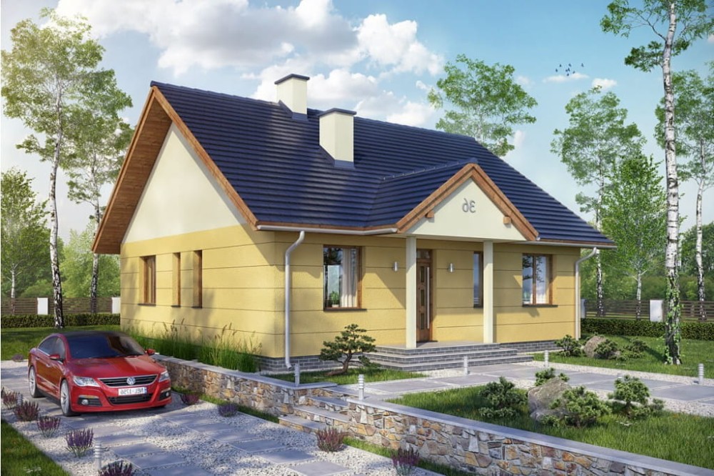 Projekt domu Groszków 2 tech. L-6560 tech., parterowy, bez podpiwniczenia i bez garażu-kolorystyka wersja 4