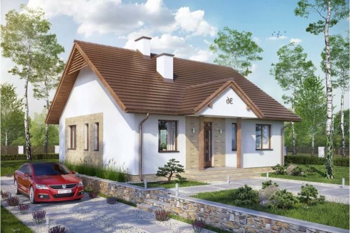 Projekt domu Groszków 2 L-6560, parterowy, bez podpiwniczenia i bez garażu-kolorystyka wersja 1