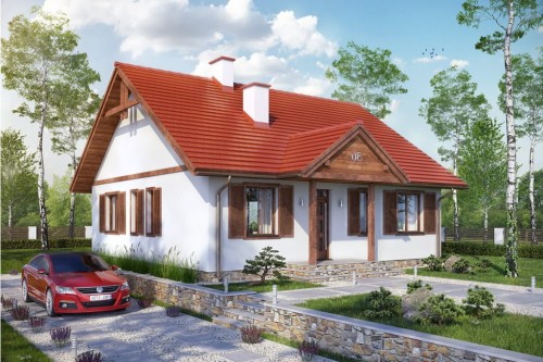 Projekt domu Groszków 2 L-6560, parterowy, bez podpiwniczenia i bez garażu-kolorystyka wersja 2