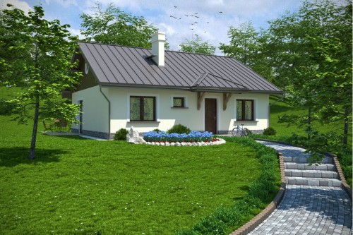 Projekt domu Poladowo tech. DM-6299 tech. , parterowy, jednorodzinny dworkowy, bez garażu-kolorystyka wersja 2
