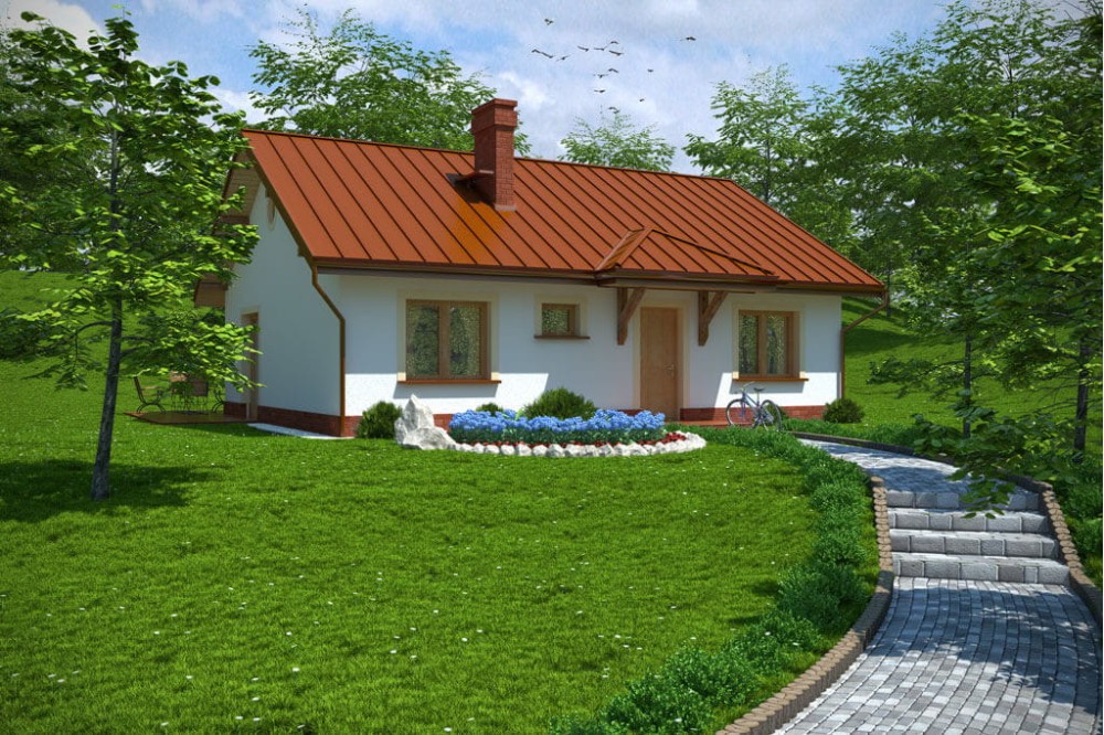 Projekt domu Poladowo tech. DM-6299 tech. , parterowy, jednorodzinny dworkowy, bez garażu-kolorystyka wersja 3