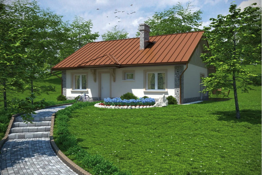 Projekt domu Fanusin tech. L-6299 tech. , parterowy, jednorodzinny dworkowy, bez garażu-kolorystyka wersja 4