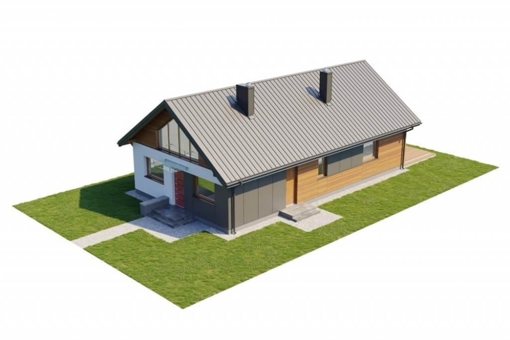 Projekt domu Złotlinek B2 L-6596 B, parterowy z antresolą, niepodpiwniczony, bez garażu - model