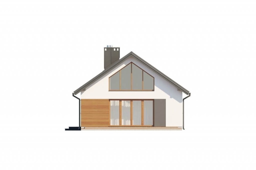Projekt domu Złotlinek B2 L-6596 B, parterowy z antresolą, niepodpiwniczony, bez garażu - elewacja ogrodowa