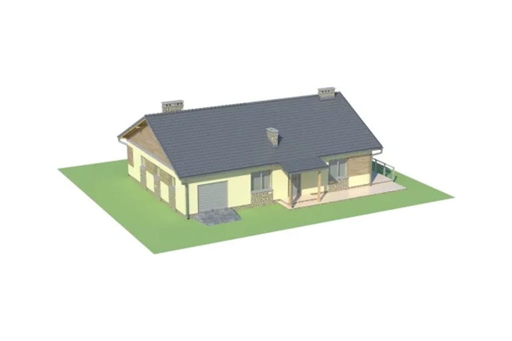 Projekt domu Nawojowa DM-5518, parterowy z garażem jednostanowiskowym, niepodpiwniczony - model