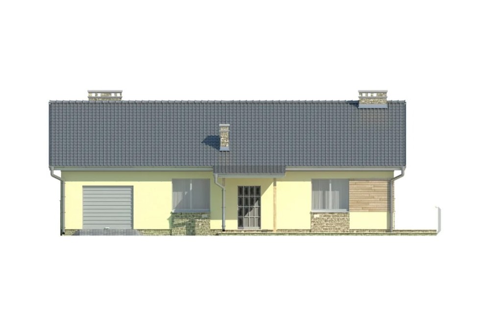 Projekt domu Nawojowa DM-5518, parterowy z garażem jednostanowiskowym, niepodpiwniczony - elewacja frontowa