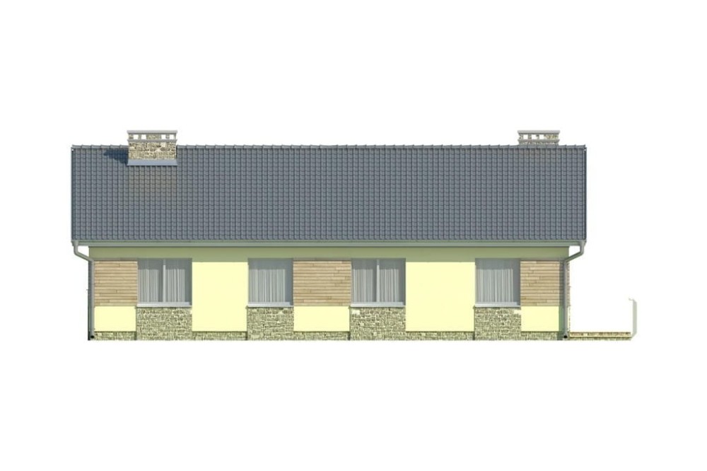Projekt domu  Cisowiec L-5518, jednorodzinny przeznaczony dla 3 - 4 osób - elewacja ogrodowa