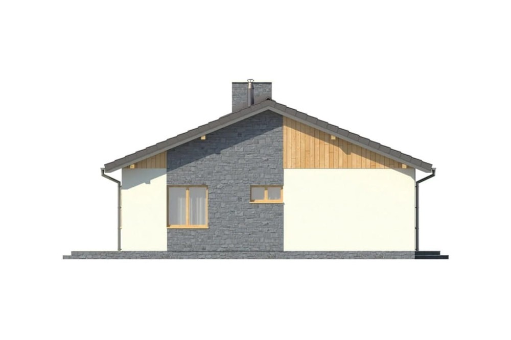 Projekt domu Naborowo DM-5519, Dom parterowy, bez podpiwniczenia- elewacja prawa