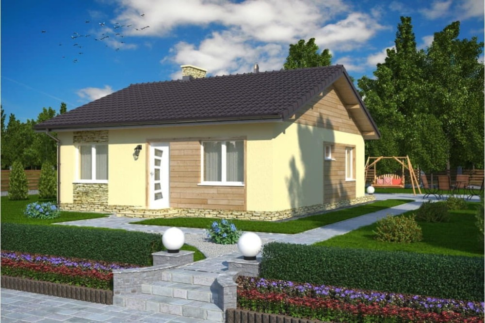 Projekt domu Bolechowice tech. L-5519 tech., parterowy, bez podpiwniczenia - kolorystyka wersja 2