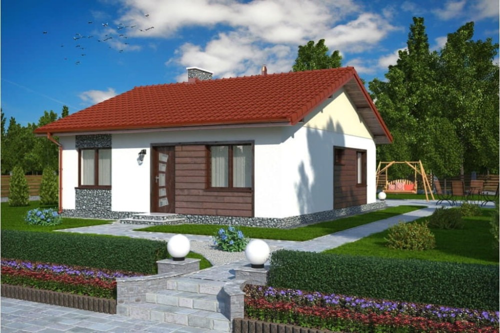 Projekt domu Bolechowice tech. L-5519 tech., parterowy, bez podpiwniczenia - kolorystyka wersja 3