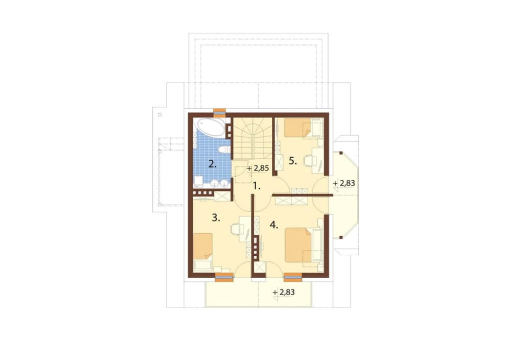 Projekt domu Sosnowa L-6190, parterowy z poddaszem mieszkalnym, bez podpiwniczenia, z garażem - rzut poddasza