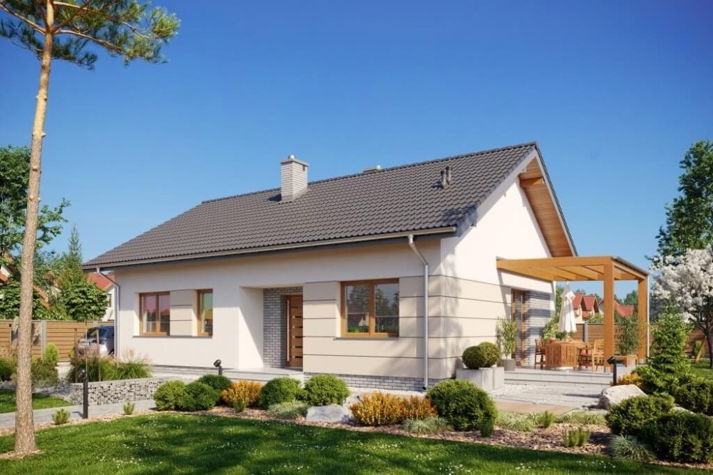 Projekt domu Ligustr 2 tech. L-6637 tech., parterowy, jednorodzinny, bez podpiwniczenia - kolorystyka wersja 2