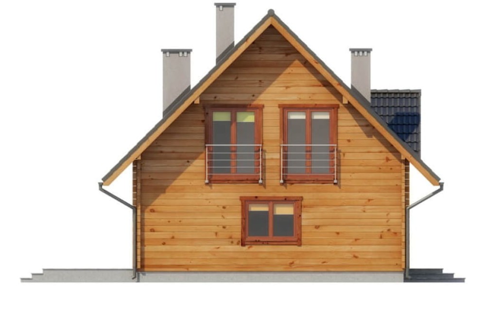 Projekt domu Rumiankowo 2 L-6542, parterowy z poddaszem użytkowym, niepodpiwniczony i bez garażu - elewacja boczna