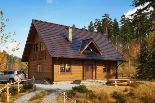 Projekt domu Rumiankowo 2 L-6542, parterowy z poddaszem użytkowym, niepodpiwniczony i bez garażu - wizualizacja elewacji