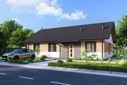 Projekt domu Zernetis tech. DM-6827 tech., parterowy, jednorodzinny, niepodpiwniczony - kolorystyka wersja 2